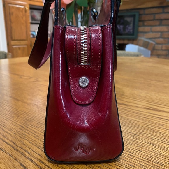 Monsac Original, Leather Handbag, Metal Feet, Red Leather, Beautiful, Dust Bag - Picture 9 of 15
